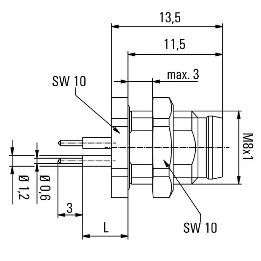 2421580000 - Durable M8 4-Pole Connector, 5.5mm Height, IP67 Rated  (Pack of 10)
