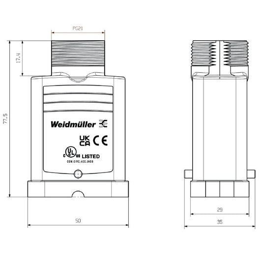 2937390000 - Compact IP65 Enclosure 35x61x50mm with Side Entry