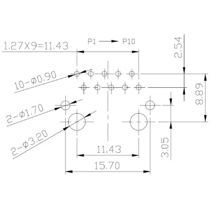 2661690000 - 10-Pole 90-Degree PCB Connector for THT Soldering  (Pack of 120)