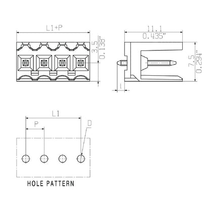 1760812001 - 10-Pole 3.50mm PCB Connector, 180° Orientation, Black  (Pack of 50)