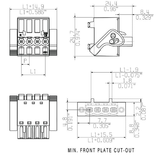 1001140000 - 8-Pole PCB Connector, 5.08mm Pitch, 180° Angle  (Pack of 24)