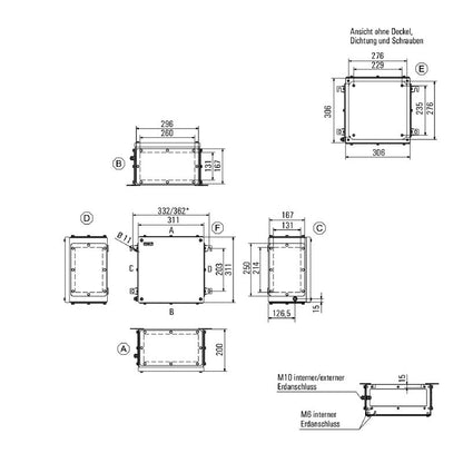 1195890000 - Stainless Steel Terminal Box 306mm x 200mm Enclosure
