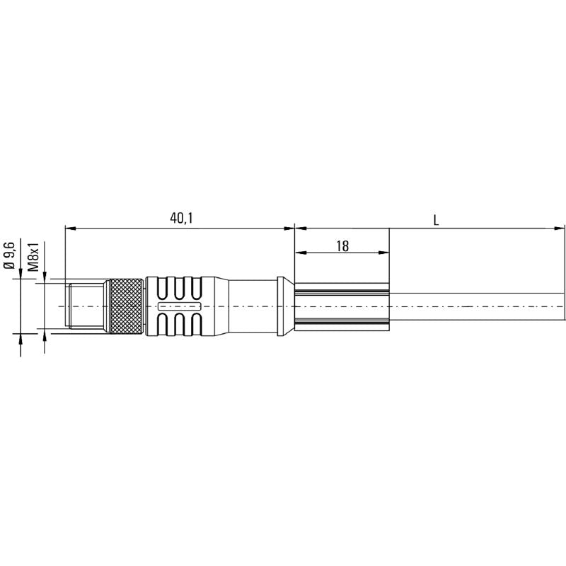 1981901250 - 12.5m Shielded M8 Connection Line, 4-Pole Configuration