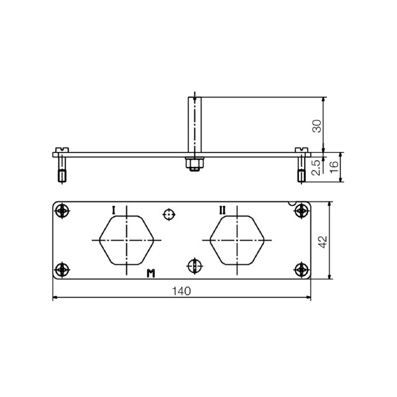 1103740000 - Stainless Steel HDC Insert 2 Poles, 46mm Height, RoHS Compliant