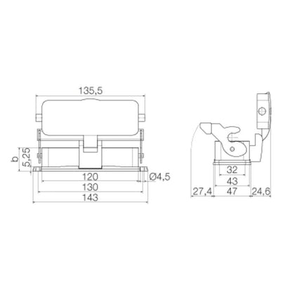 1214300000 - IP65 Rated 47mm HDC Aluminum Enclosure with Locking Clamp