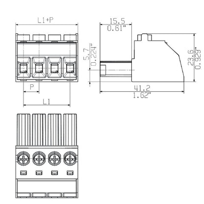 1930040000 - 7.62mm Female PCB Connector, 12-Pole, 180° Angle  (Pack of 50)