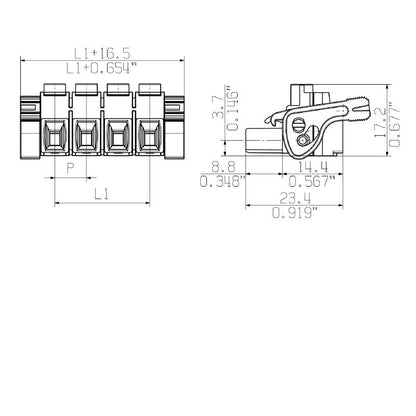 1164950000 - 7.62mm Female PCB Connector, 12 Poles at 180° Angle  (Pack of 15)