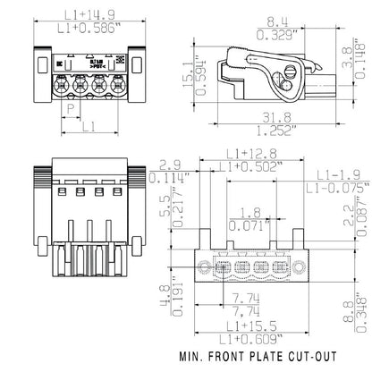 1890340000 - 14-Pole 5.08mm Female PCB Connector with 180° Connection  (Pack of 18)