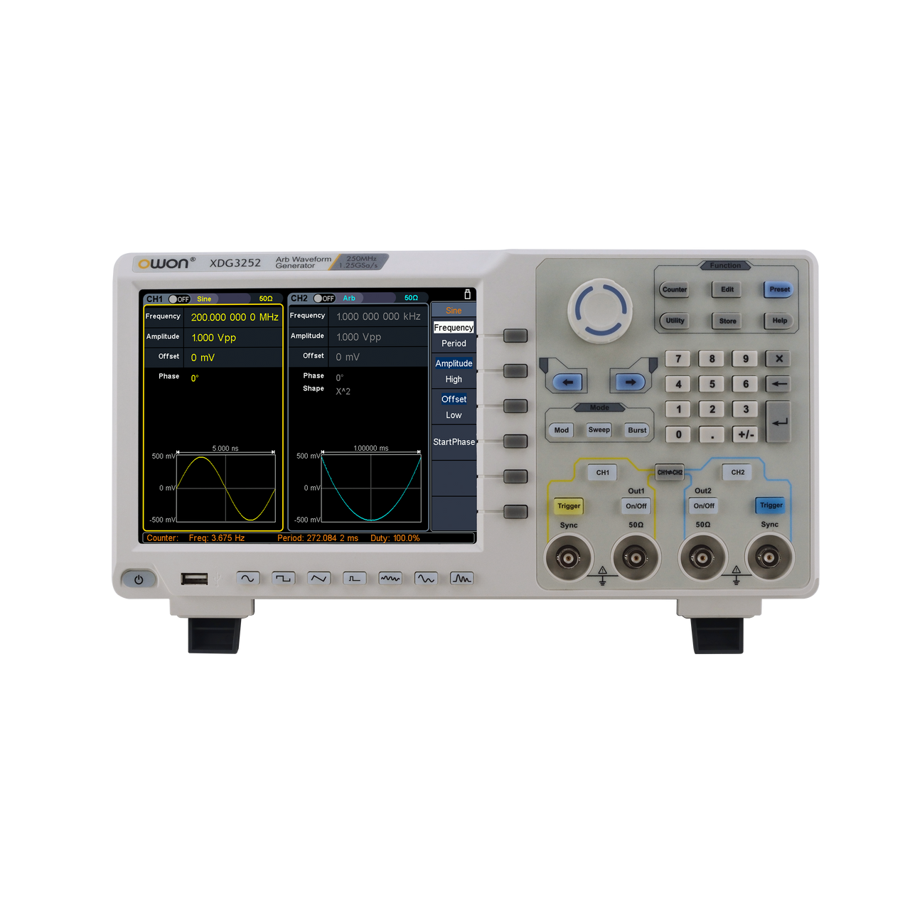 XDG3252 OWON 2-CH 250MHz Arbitrary Waveform Generator