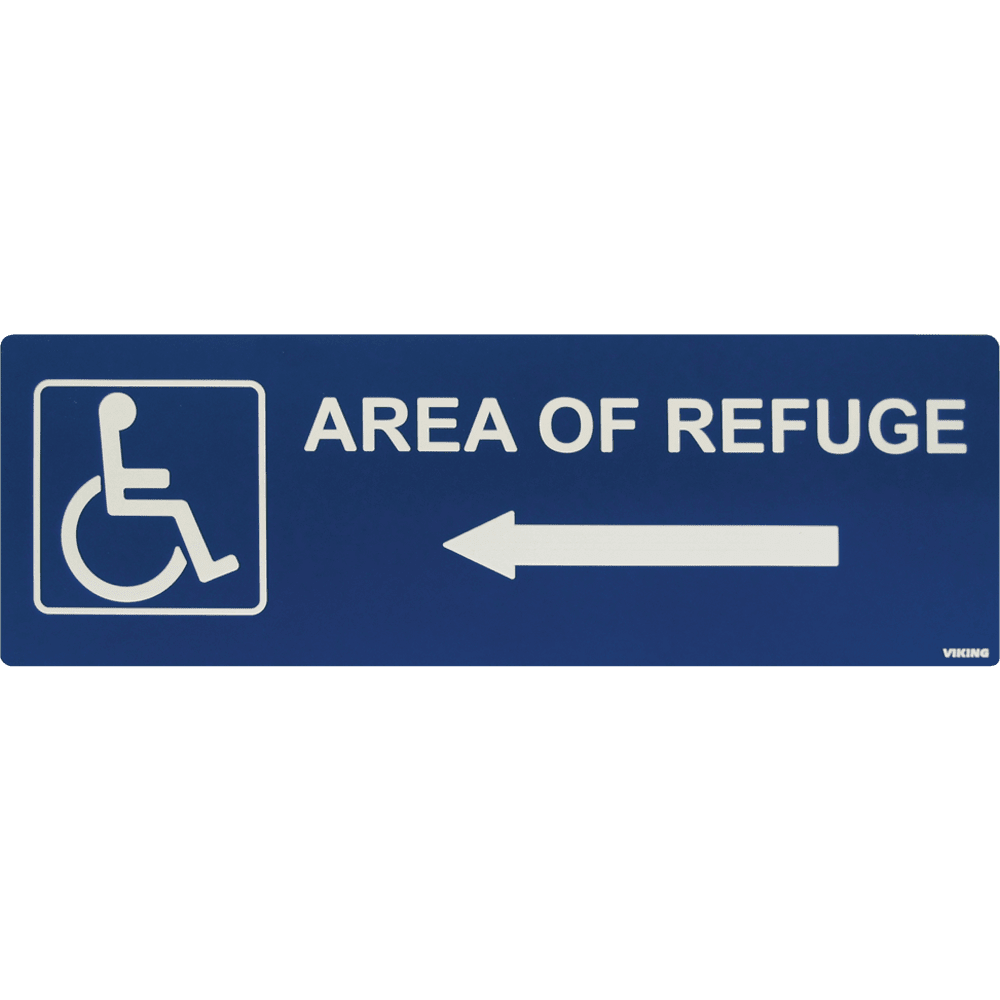 ARS-DLB100 - 12" x 4" Blue Refuge Directional Wall Sign