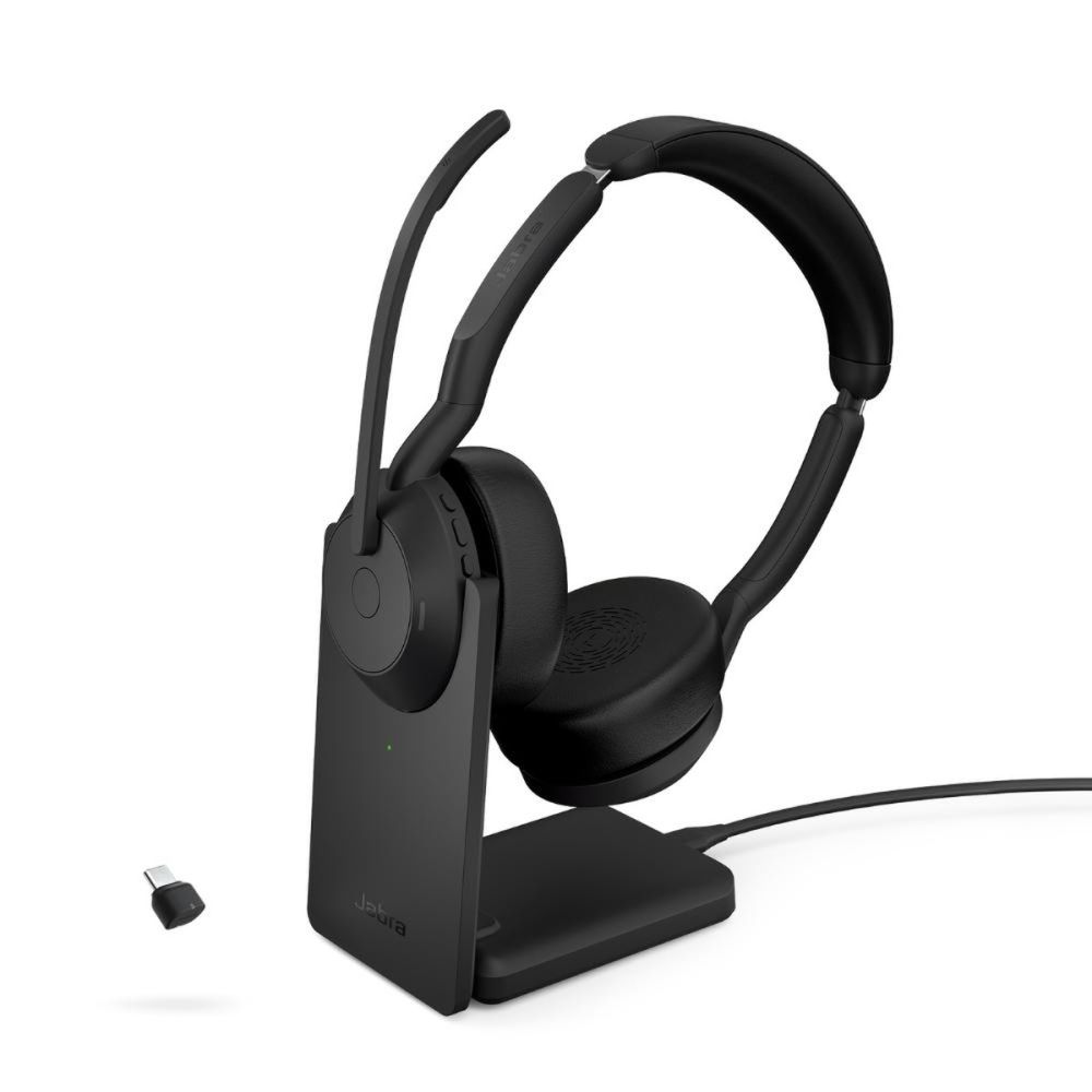 25599-989-889-01 - Jabra Evolve2 55 Wireless Headset with Noise-Canceling and Charging Stand