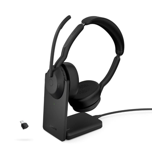 25599-989-889-01 - Jabra Evolve2 55 Wireless Headset with Noise-Canceling and Charging Stand