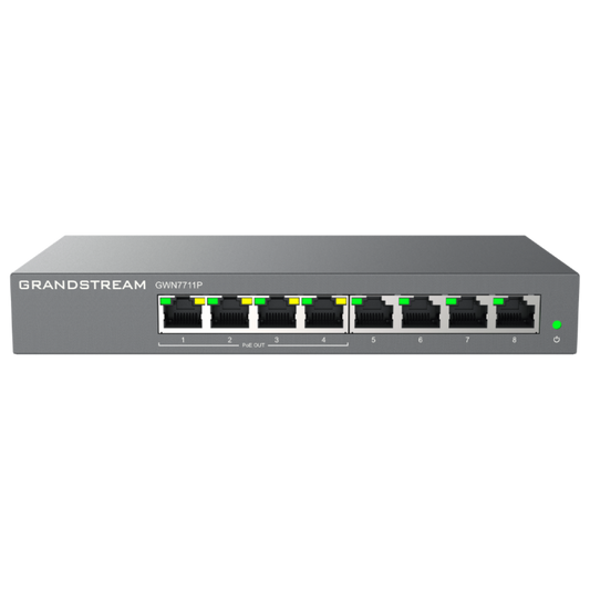 GWN7711(P) - 8-Port Managed PoE Switch for SMBs, Wall-Mountable