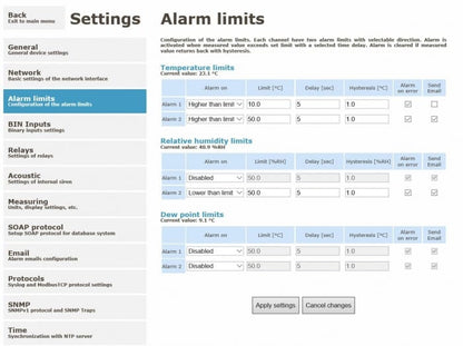 Remote CO2 concentration with Ethernet interface and two relays
