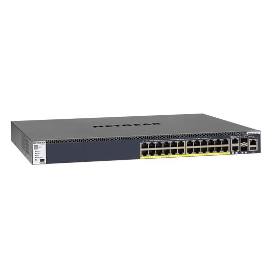 GSM4328PB-100NES - 1U Rackmount 24-Port PoE+ Managed Switch with 10G Ports
