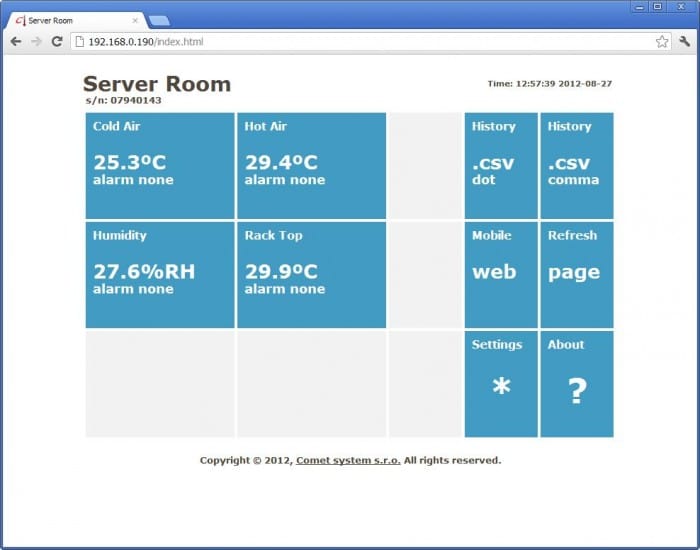 Web Sensor - four channels remote thermometer hygrometer