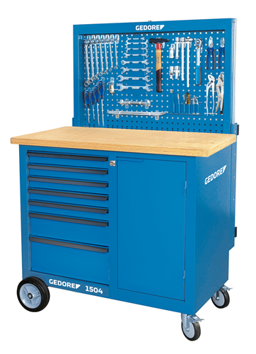 6624450 - Durable Mobile Workbench with Storage & Beech Wood Top