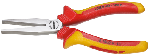 1552090 - VDE 160mm Flat-Nose Pliers with Insulated Handles, 1000V Safe