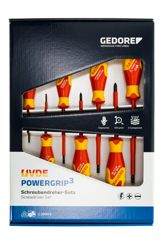 1616048 - VDE Insulated Screwdriver Set, 7 Pieces with Ergonomic Handles
