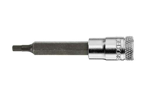 1933299 - Chrome Screwdriver Bit 1/4" with Knurled Grip and Square Drive