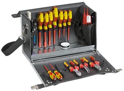 1953710 - Durable 18-Piece Electrician's Tool Case with Lockable Latches