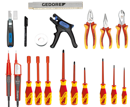 1953710 - Durable 18-Piece Electrician's Tool Case with Lockable Latches