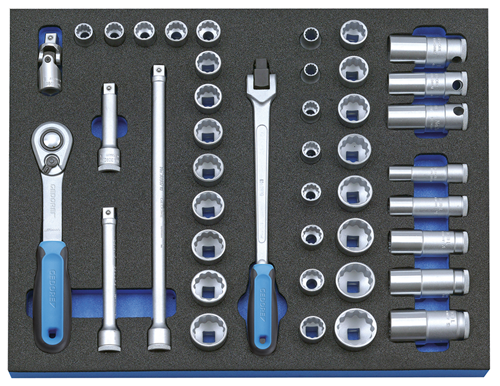 2016486 - 43-Piece 3/8" Socket Wrench Set in Compact Tool Module