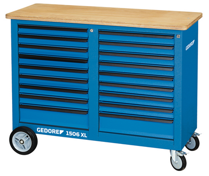 2528096 - 1.25m Mobile Workbench with 18 Drawers & Heavy-Duty Wheels