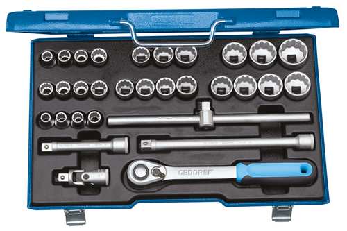 2546043 - Durable 31-Pc Socket Set with Ratchet in Steel Case