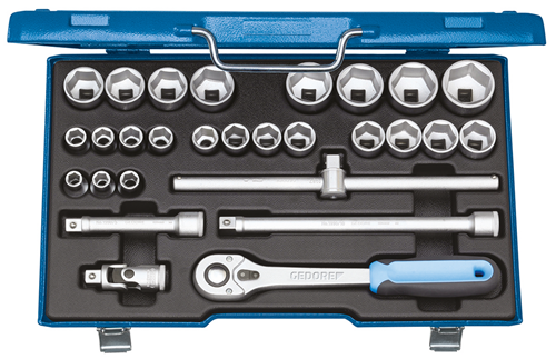 2682869 - 28-Piece Socket Wrench Set with Reversible Ratchet in Steel Case