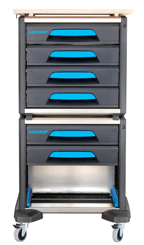 2954435 - Mobile Tool Trolley with 6 Drawers and Wooden Worktop