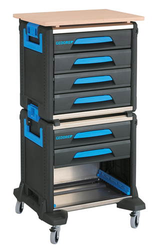 2954435 - Mobile Tool Trolley with 6 Drawers and Wooden Worktop