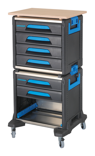 2954435 - Mobile Tool Trolley with 6 Drawers and Wooden Worktop