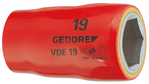 6123830 - 32mm VDE Insulated Socket Wrench Insert, Hexagonal Design