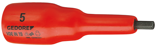 6124480 - VDE Insulated 5mm Hex Screwdriver Bit with Square Drive