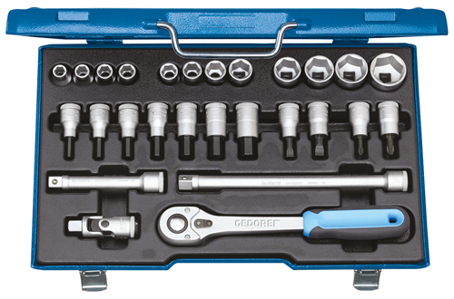 6139750 - 27-Piece Vanadium Steel Socket Wrench Set with Reversible Ratchet