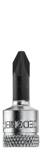 6187210 - Durable Chrome-Plated POZI PZ 2 Screwdriver Bit with Knurled Grip