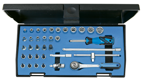 6196710 - 36-Piece Hexagonal Socket Wrench Set with Ratchet in Box