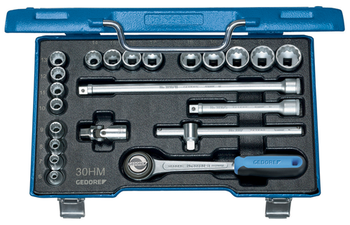 6240470 - 22-Piece Socket Set with Vanadium Steel in GEDORE Case