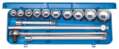 6280420 - 14-Piece Vanadium Steel Socket Wrench Set with Ratchet