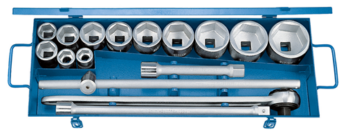 6280930 - 16-Piece Hexagonal Socket Wrench Set with Forged Steel Ratchets