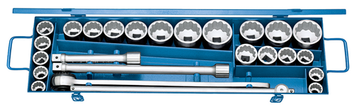6281310 - 25-Piece Vanadium Steel Socket Wrench Set with Ratchet