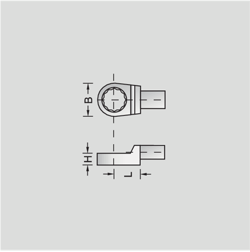 7693040 - Forged Rectangular Ring End Fitting, 22mm, Chromium Vanadium Steel