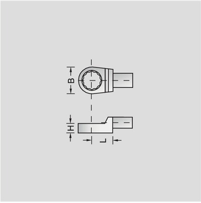 7693040 - Forged Rectangular Ring End Fitting, 22mm, Chromium Vanadium Steel