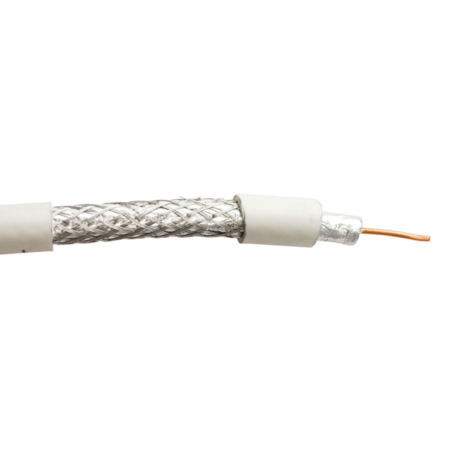 RG6/UQ-CCS-WT-5-ETL RG6/U QUAD SHIELD 3.0 GHz 18 AWG CCS, 60%/40% AL BRAID, ETL CM, PVC JKT- WHITE – 500 FT BOX