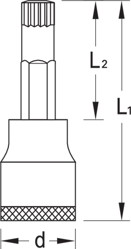 1394339 - 3/8" Long XZN Multi-Point Screwdriver Bit Socket, Chromed Finish