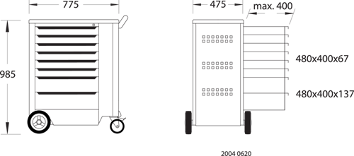 2657708 - 207-Piece Tool Trolley with Durable ABS Tools