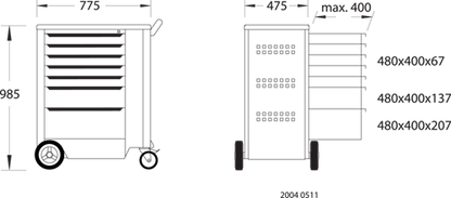 2827379 - Heavy-Duty Tool Trolley H985 x W864 mm with Locking Drawers