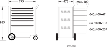 1803018 - Heavy-Duty Tool Trolley with 7 Drawers, 812mm High Storage Solution