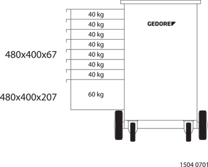 1814931 - 8-Drawer Mobile Workbench H 985mm with Safety Lock